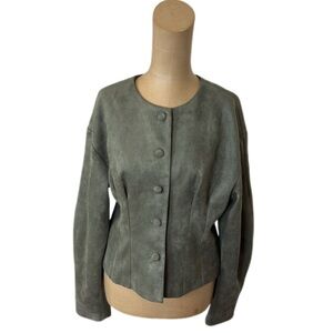 NWT! The Commense Suede Effect Cinched Waist Jacket Army Green Size Large